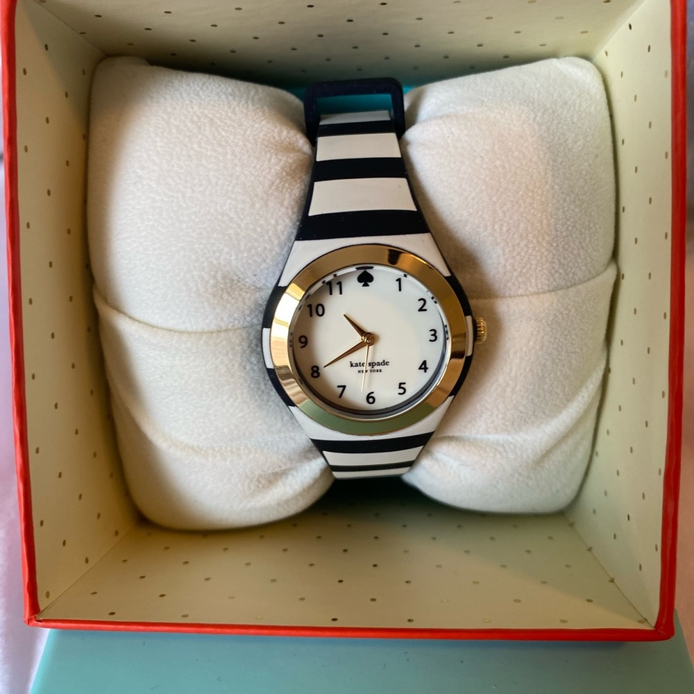 Kate Spade Black and White Striped Wrist Watch